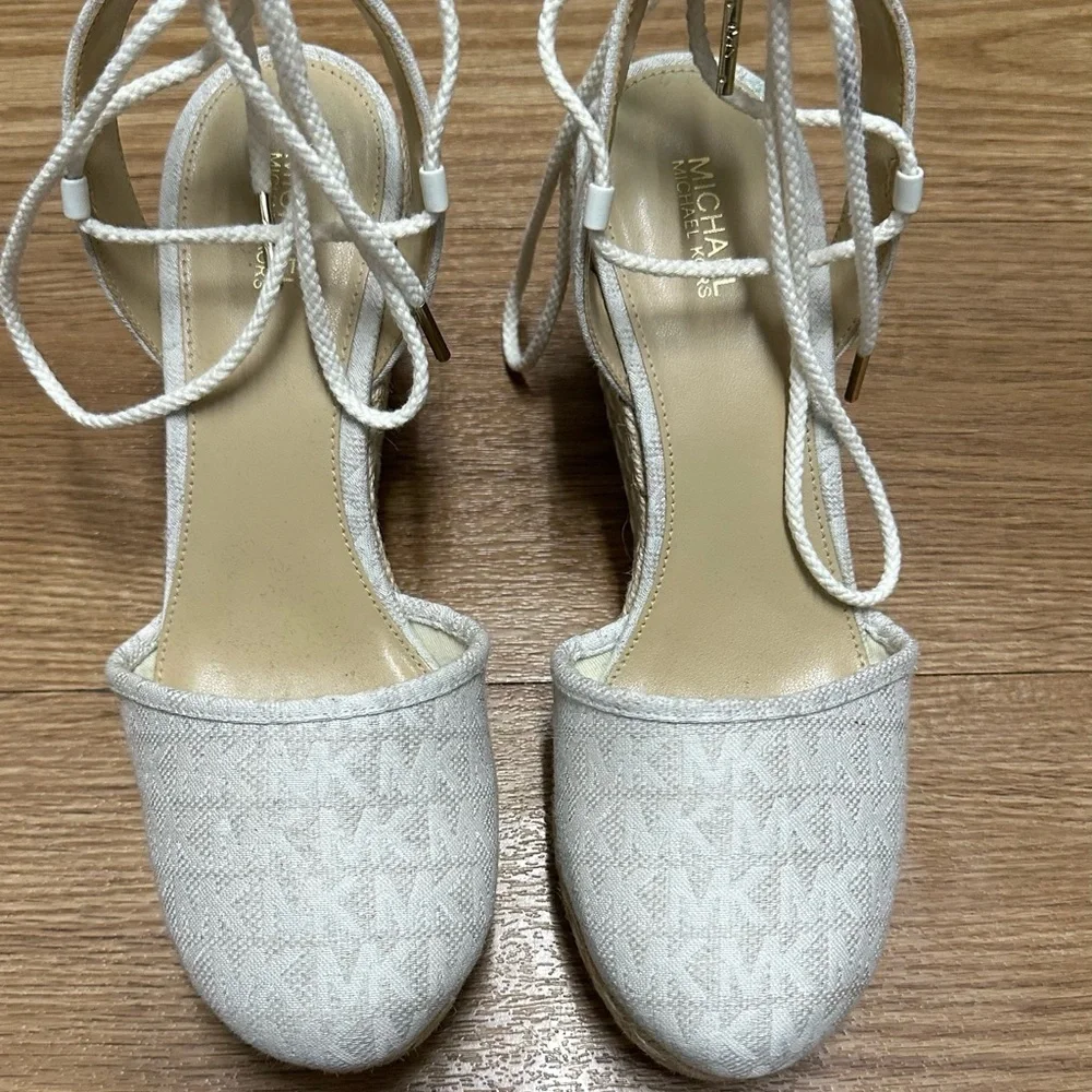 MICHAEL KORS Wedge Monogram Platform Sandals Espadrilles
